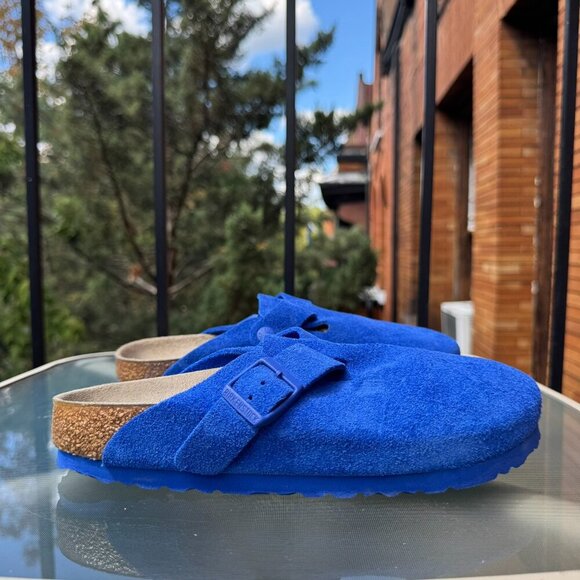 New Birkenstock Boston Soft Footbed Clogs in Ultra Blue Suede US 7 / EUR 38 - Picture 3 of 13